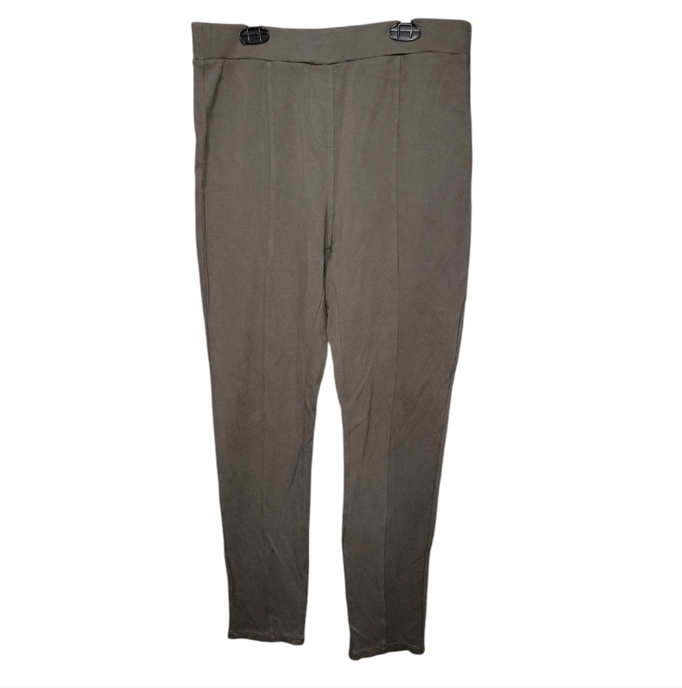 Lildy solid casual pull on pants size L-XL olive green with pockets on back
